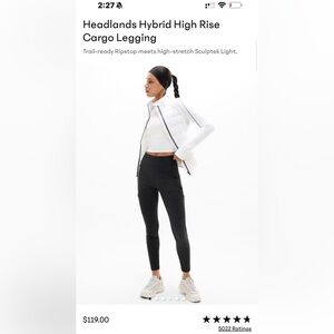 Athleta Headlands Hybrid High Rise Cargo Legging | Size 8 | Black | $119 Retail